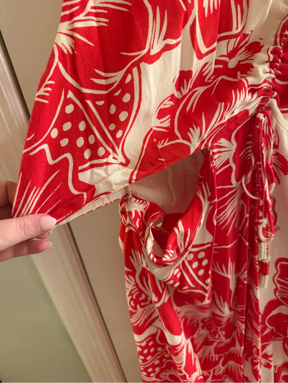 Farm Rio Red & White Floral Cutout Maxi Dress - Women's Summer Dress - Picture 5 of 7